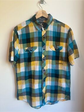 Billabong Men's Plaid Short Sleeve 100% Cotton Shirt M